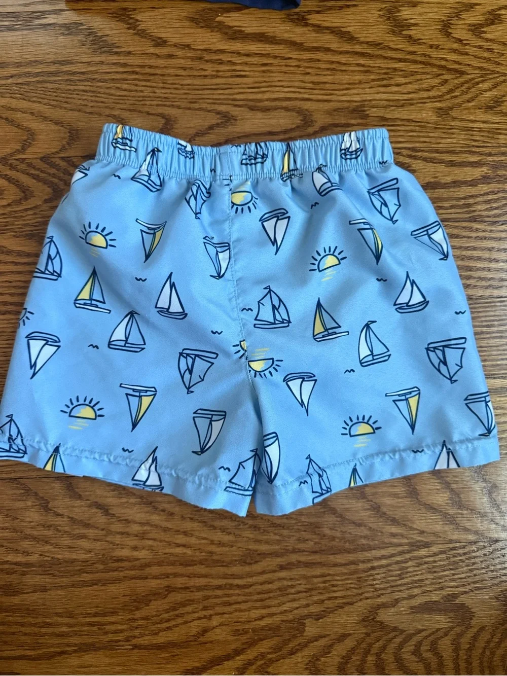 Gerber Boys' Navy and Light Blue Sailboat Swim Shorts Set 2T